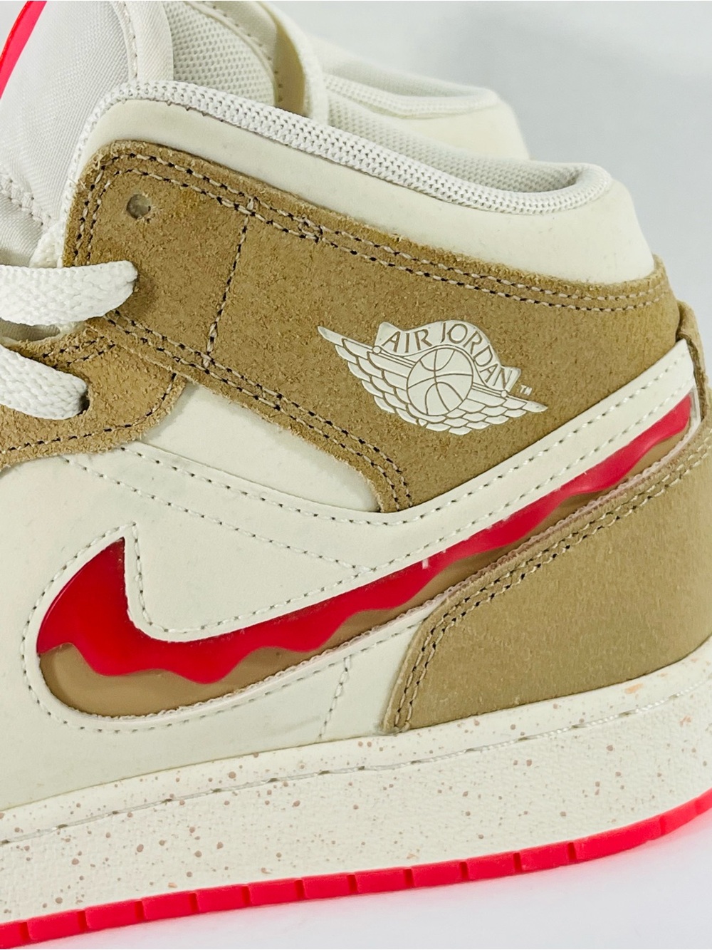 Nike Mid-Top Sneakers in Cream, Tan & Red - Picture 6 of 12